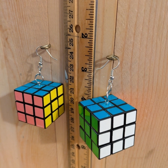 Rubicks Colorful Cube Earrings - Picture 3 of 5